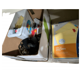 Box of Assorted Office Supplies, Dividers, Paper Clips, Sticky Notes and More