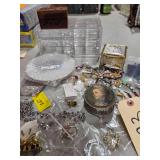 Lot of Various Jewelry and Jewelry Boxes -Gem Stones and Pouch - Precious Moments Plate