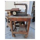 1950s Sears Craftsman 103.21781 12-inch jig saw / scroll saw mounted on cart, Untested.