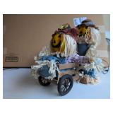 Fiber Optic Light-Up Pumpkin Scarecrow Couple with Wheelbarrow Cart