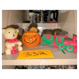 Vintage Pumpkin Candle, Christmas Bear Candle and Christmas Train Air Freshener