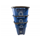 (3) 50 Gallon Rubbermaid BRUTE Roll Out Recycling Container with Lid
