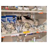 Huge Wolf Sculpture Collection. Including Stone Critters and Others, Various Sizes. also Includes Wolf Clock, Lamp and Snowglobe