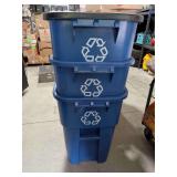 (3) 50 Gallon Rubbermaid BRUTE Roll Out Recycling Container with Lid