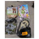 (4) Halloween Costumes Including Ghost Face Blood Pump Mask, Skeleton Zombie and Kids
