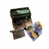 Flambeau Tackle Box and Contents - Small Lure Box - Atorage Container and Power Baits.