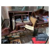 Executive Wooden Desk Organizers and Tabletop Bowling Game, Cherry Type Finish
