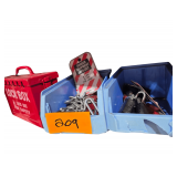 Red handled Lock Box - Misc. Chains and Locks. LOCKS HAVE NO KEYS