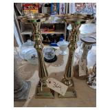 2 Metal Pillar Candle Holders 18.5"