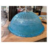 Turquoise Blue Glass Dome and Dish
