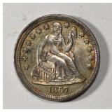1857 SEATED LIBERTY DIME BU