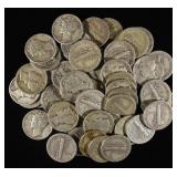 (50) 90% SILVER MERCURY DIMES