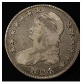 1824 BUST HALF DOLLAR FINE