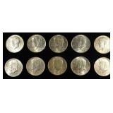 (10) 90% SILVER KENNEDY HALF DOLLARS