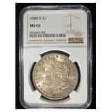1880-S MORGAN DOLLAR NGC MS61