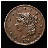 1839 BOOBY HEAD LARGE CENT AU/BU