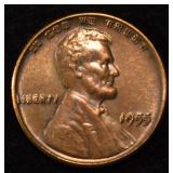 1955 DBLD DIE WHEAT CENT CH UNC