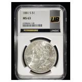 1881-S MORGAN DOLLAR NGC MS-63