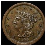1854 HALF CENT BU