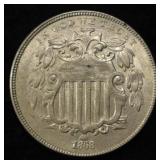 1868 SHIELD NICKEL CH BU