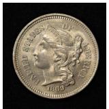 1869 3 CENT NICKEL GEM BU