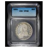 1831 BUST HALF DOLLAR ICG VF-35