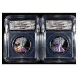 (2) WALKING LIBERTY 50C ICG RUTHENIUM & HOLOGRAM