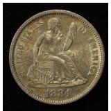 1884 SEATED LIBERTY DIME BU