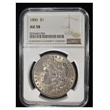 1885 MORGAN DOLLAR NGC AU58