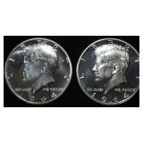 (2)1964 90% SILVER KENNEDY HALF DOLLARS PR BU