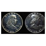 (2) 90% SILVER 1961 FRANKLIN HALF DOLLARS PROOF BU