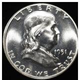 1951 FRANKLIN HALF DOLAR GEM BU