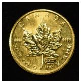 1999 $5 1/10TH OZ  GOLD MAPLE LEAF