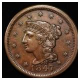 1847 LARGE CENT AU/BU