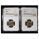 (2) 1950-D JEFFERSON NICKELS NGC MS 66