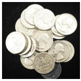 (20) 90% SILVER WASHINGTON QUARTERS
