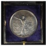 1889 SWISS SHOOTING MEDAL LUCERNE SILVER IN BOX