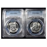 (2) 1963 FRANKLIN HALF DOLLARS PCGS MS 63