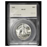 1945 WALKING LIBERTY 50C SEGS SUPERB GEM BU