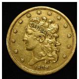 1838 $5 CLASSIC HEAD GOLD AU