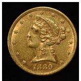 1889 $5 LIBERTY GOLD BU