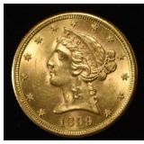 1899-S $5 LIBERTY GOLD GEM BU