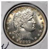 1892 BARBER QUARTER CH BU