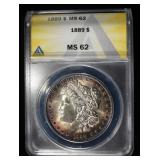 1889 MORGAN DOLLAR ANACS MS62