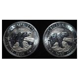 (2) 2018 POLAR BEAR .5 OZ .999 SILVER ROUNDS