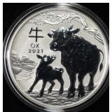 2021 LUNAR YEAR OF THE  OX 1 OZ .999 SILVER ROUND
