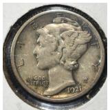 1921-D MERCURY DIME XF