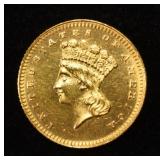 1866 $1 GOLD-TYPE 3 GEM BU PROOFLIKE