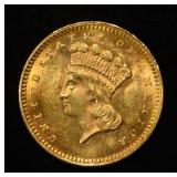 1862 TYPE3 $1 GOLD GEM BU GREAT STRIKE & COLOR