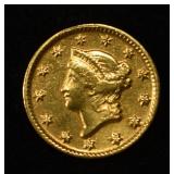 1851-D $1 GOLD AU